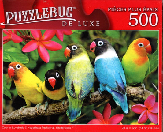 Colorful Lovebirds - 500 Pieces Deluxe Jigsaw Puzzle