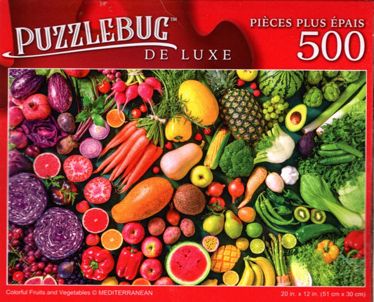 Colorful Fruits and Vegetables - 500 Pieces Deluxe Jigsaw Puzzle