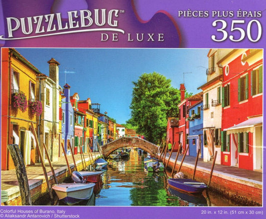 Colorful Houses of Burano, Italy - 350 Pieces Jigsaw Deluxe Puzzle