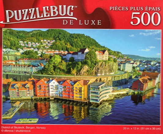 District of Skutevik, Bergen, Norway - 500 Pieces Deluxe Jigsaw Puzzle