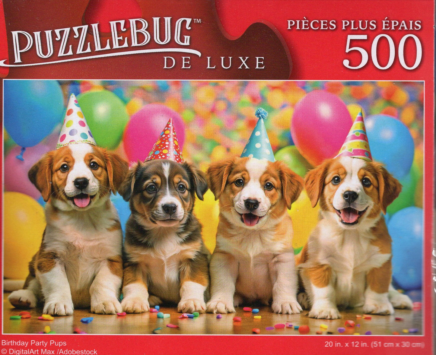 Birthday Party Pups - 500 Pieces Deluxe Jigsaw Puzzle