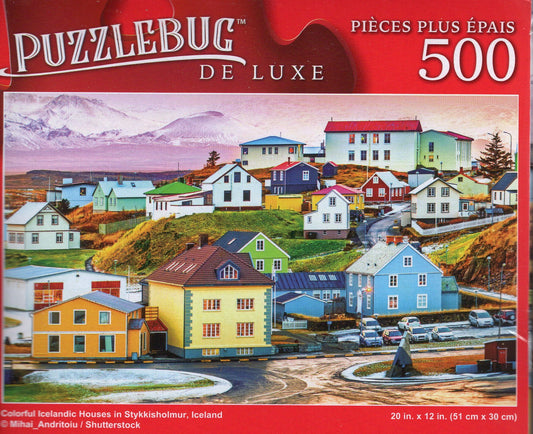 Colorful Icelandic Houses in Stykkisholmur, Iceland - 500 Jigsaw Puzzle