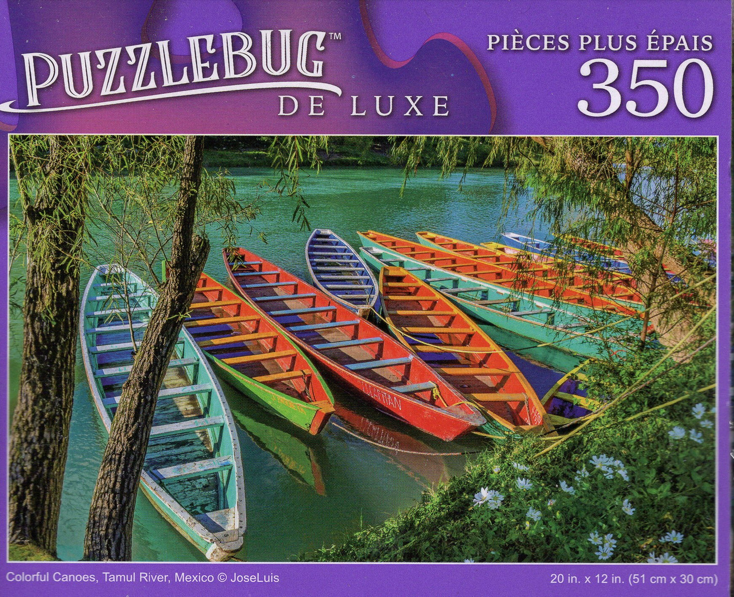 Colorful Canoes, Tamul River, Mexico - 350 Pieces Jigsaw Deluxe Puzzle