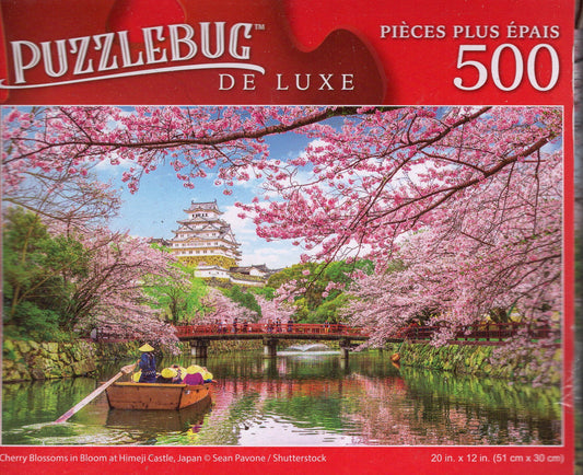 Cherry Blossoms in Bloom at Himeji Castle, Japan - 500 Jigsaw Puzzle