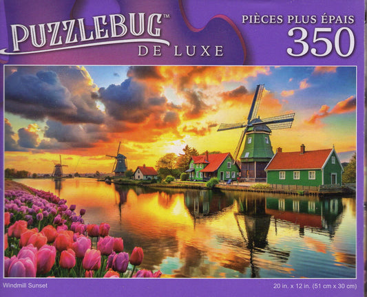 Windmill Sunset - 350 Pieces Jigsaw Deluxe Puzzle