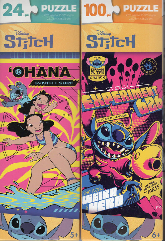 Disney Stitch - 24 + 100 Piece Jigsaw Puzzle (Set of 2)