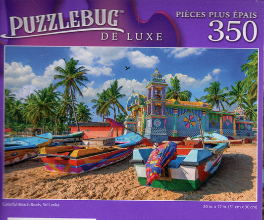 Colorful Beach Boats Sri Lanka - 350 Pieces Jigsaw Deluxe Puzzle