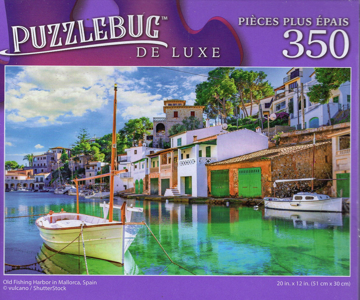 Old Fishing Harbor in Mallorca, Spain - 350 Pieces Jigsaw Deluxe Puzzle