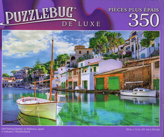 Old Fishing Harbor in Mallorca, Spain - 350 Pieces Jigsaw Deluxe Puzzle