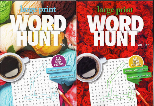 Large Print Word Hunt - All New Puzzles - Vol.167,168