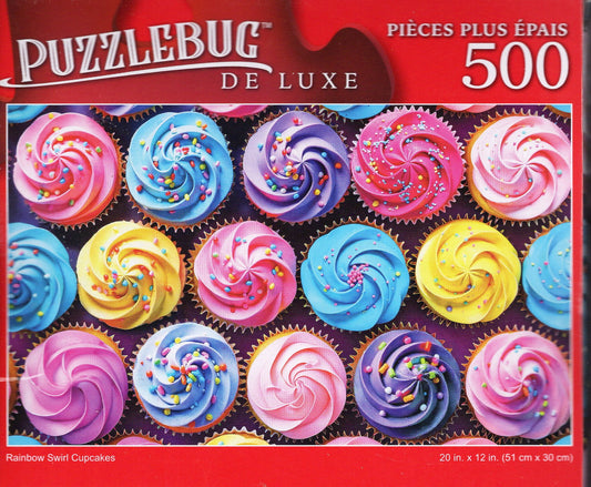 Rainbow Swirl Cupcakes - 500 Pieces Deluxe Jigsaw Puzzle