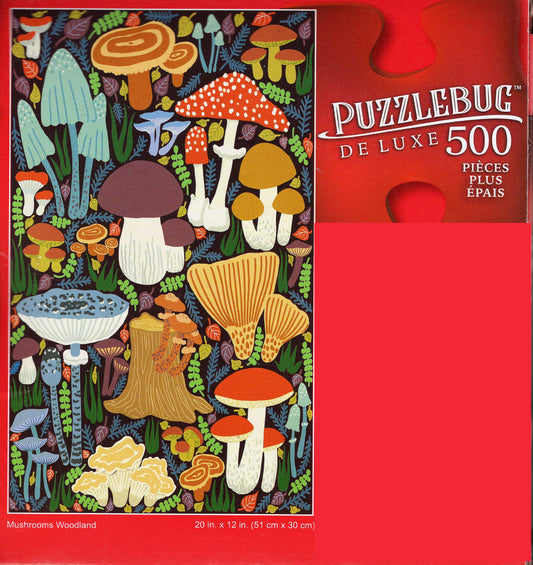 Mushrooms Woodland - 500 Pieces Deluxe Jigsaw Puzzle