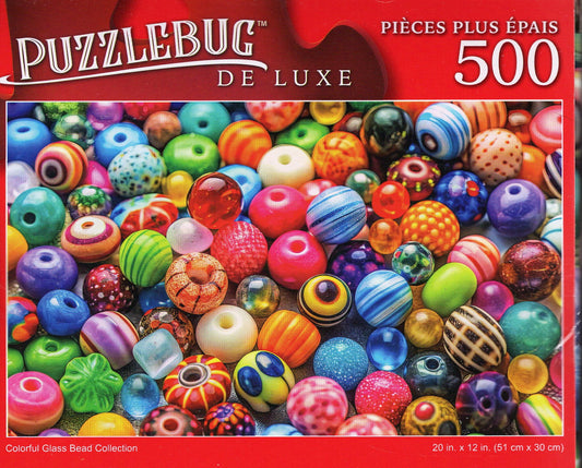 Colorful Glass Bead Collection - 500 Pieces Deluxe Jigsaw Puzzle
