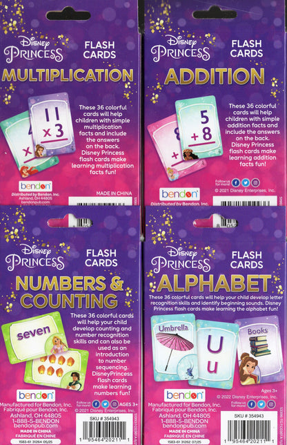 Disney Princess - Multiplication, Addition, Numbers, Alphabet - Cards (Set)