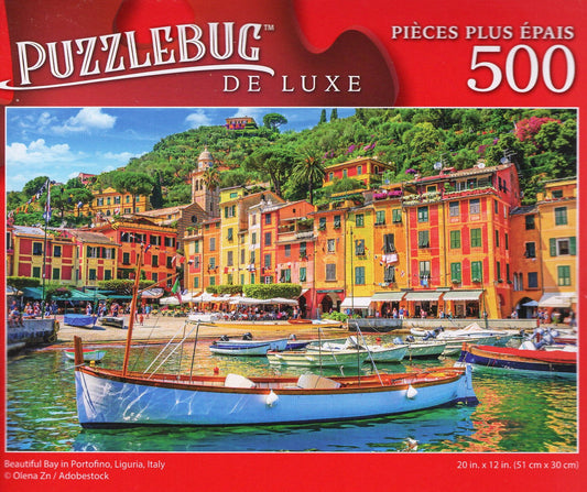Beautiful Bay in Portofino, Italy - 500 Pieces Deluxe Jigsaw Puzzle
