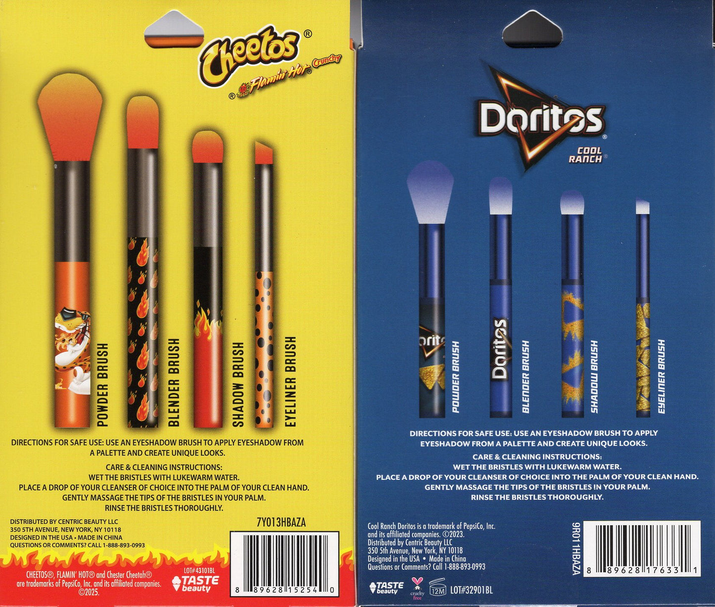 Cheetos Flamin Hot Crunchy & Doritos Cool Ranch - Cosmetic Brush Set