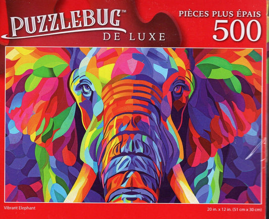 Vibrant Elephant - 500 Pieces Deluxe Jigsaw Puzzle