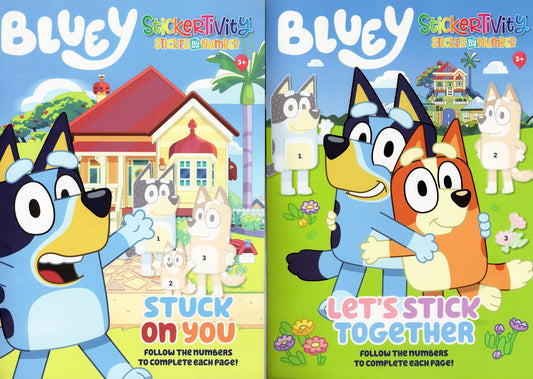 Bluey - Sticker by Number - Stuck on you & Let`s Stick Together - Activity Books