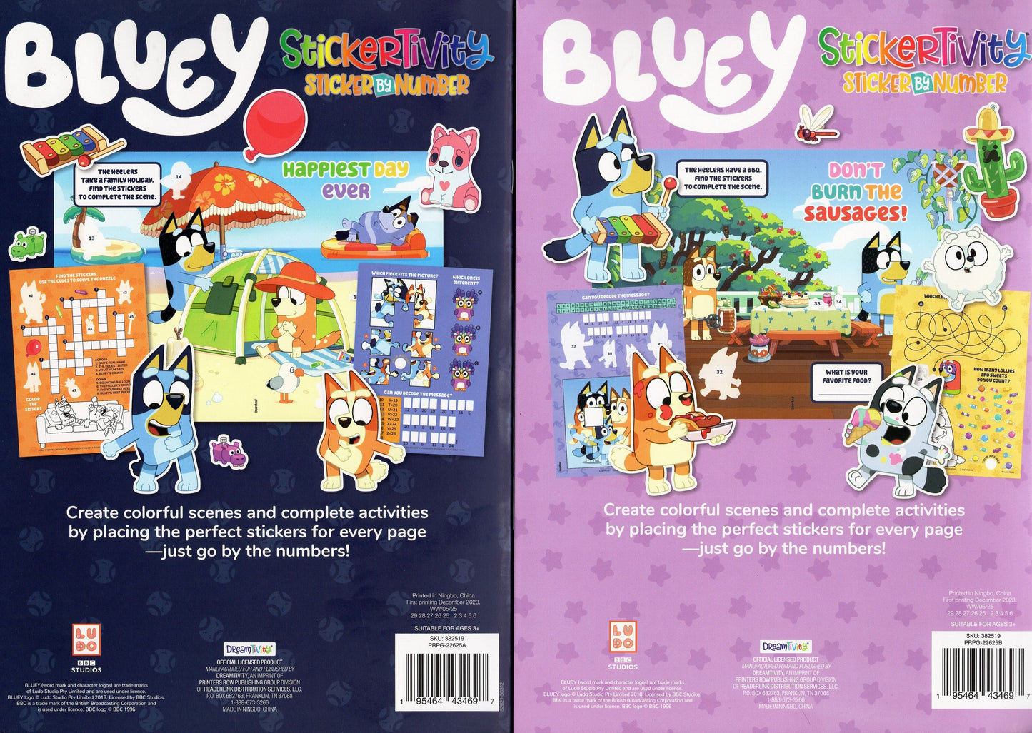 Bluey - Sticker by Number - Stuck on you & Let`s Stick Together - Activity Books