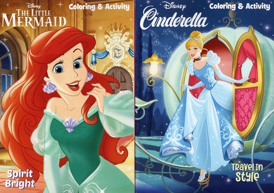 The Little Mermaid Spirit Bright & Cinderella Travel in Style - Coloring Books