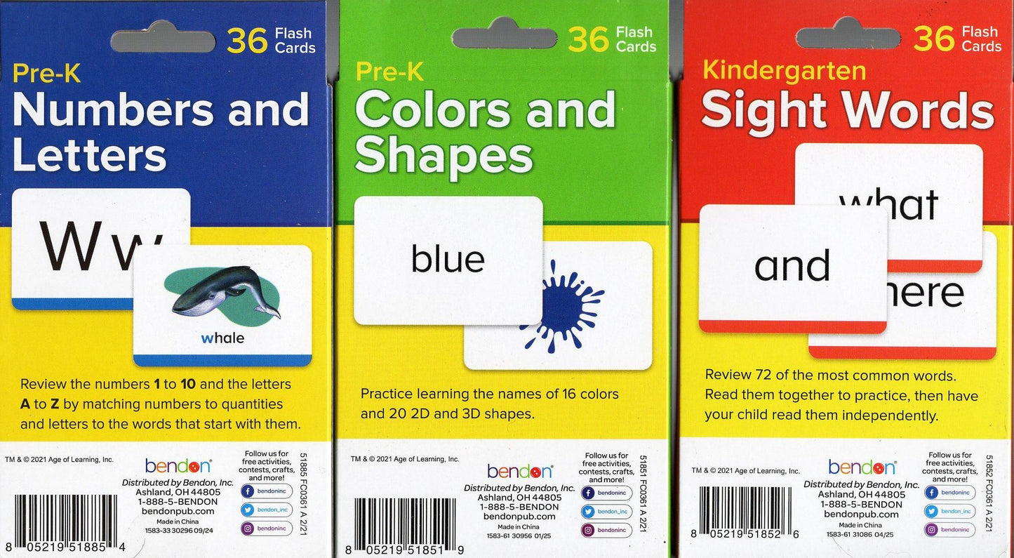 ABC mouse Pre-K - Number, Colors, Sight Words - Flash Cards (Set of 3 Packs)