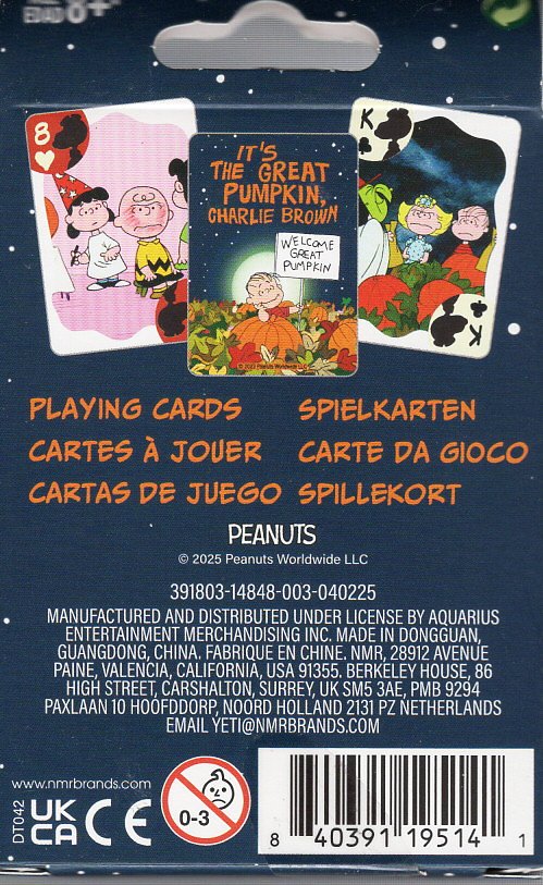 It's The Great Pumpkin Charlie Brown Peanuts - Playing Cards