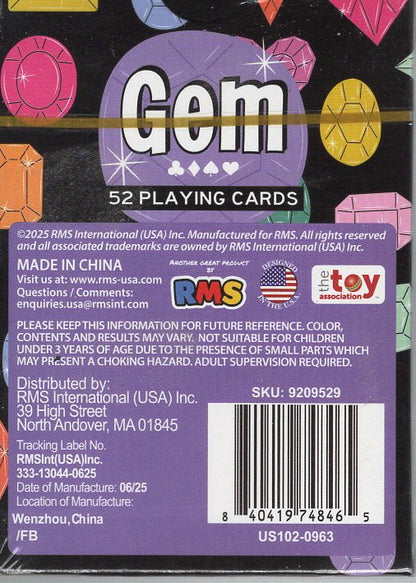 GEM COLORFUL - 52 PLAYING CARDS by RMS