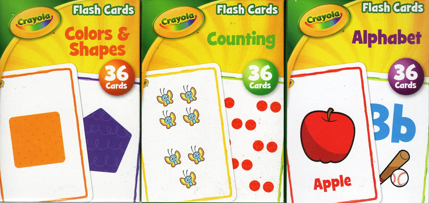 Crayola - Colors, Counting, Alphabet - (36 each) Flash Cards (Set of 3)
