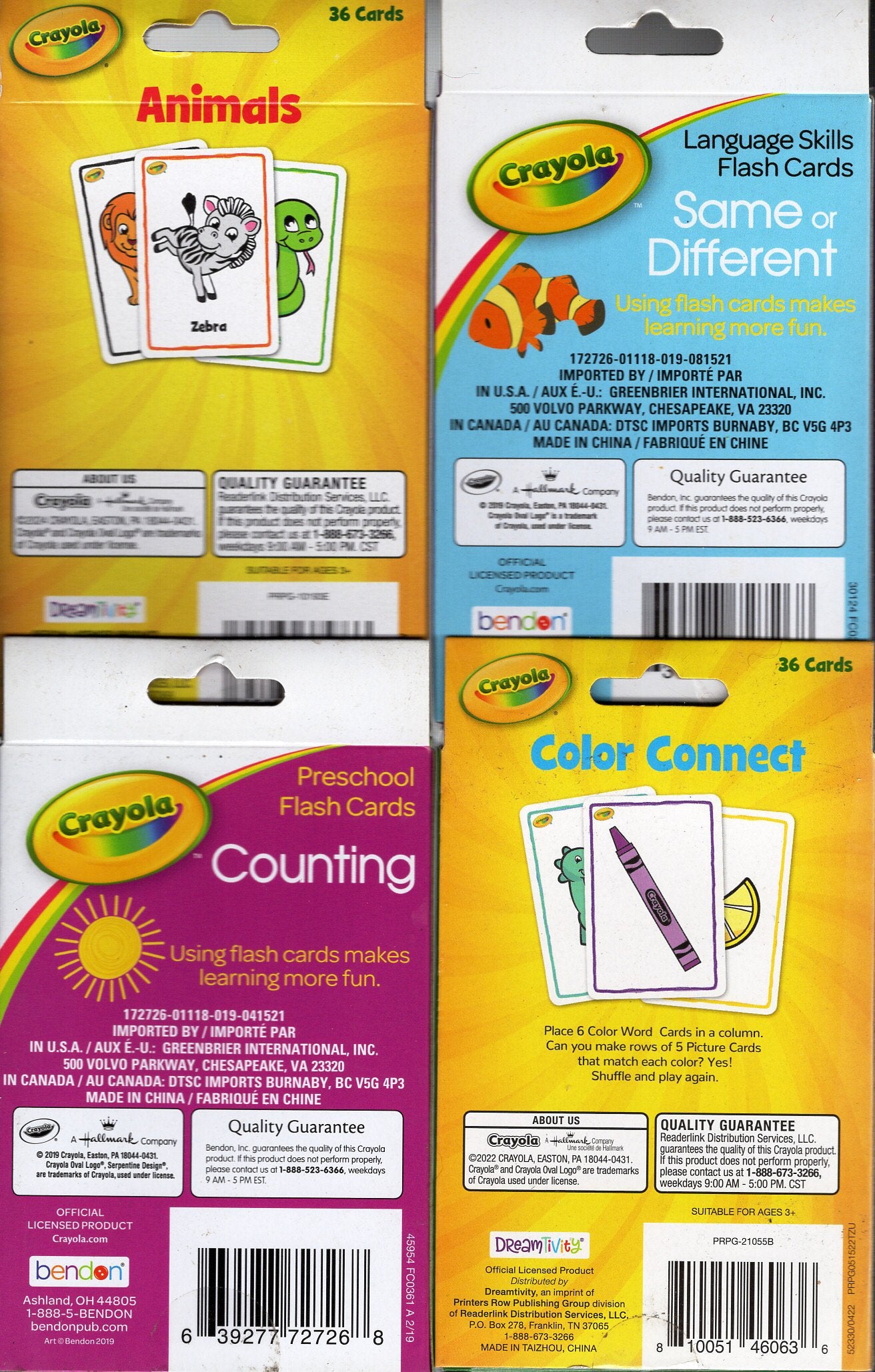 Crayola - Language Skills - Animals, Counting, Colors, Different - Flash Cards