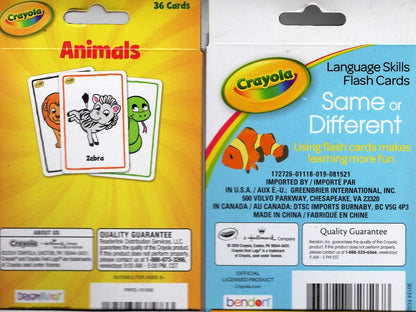 Crayola - Language Skills - Animals, Same or Different - Flash Cards