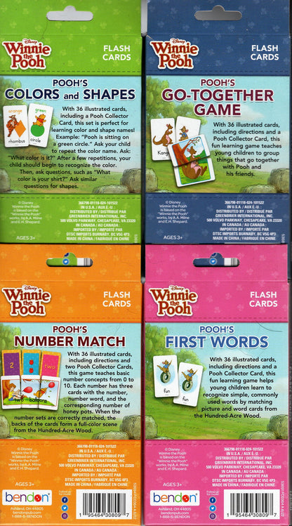 Winnie the Pooh - Learning Educational Flash Cards ( Set of 4 Decks)