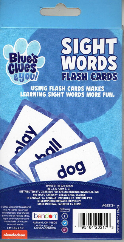 Blue s Clues & You! - Learning Game Cards - Sight Words - 36 Flash Cards