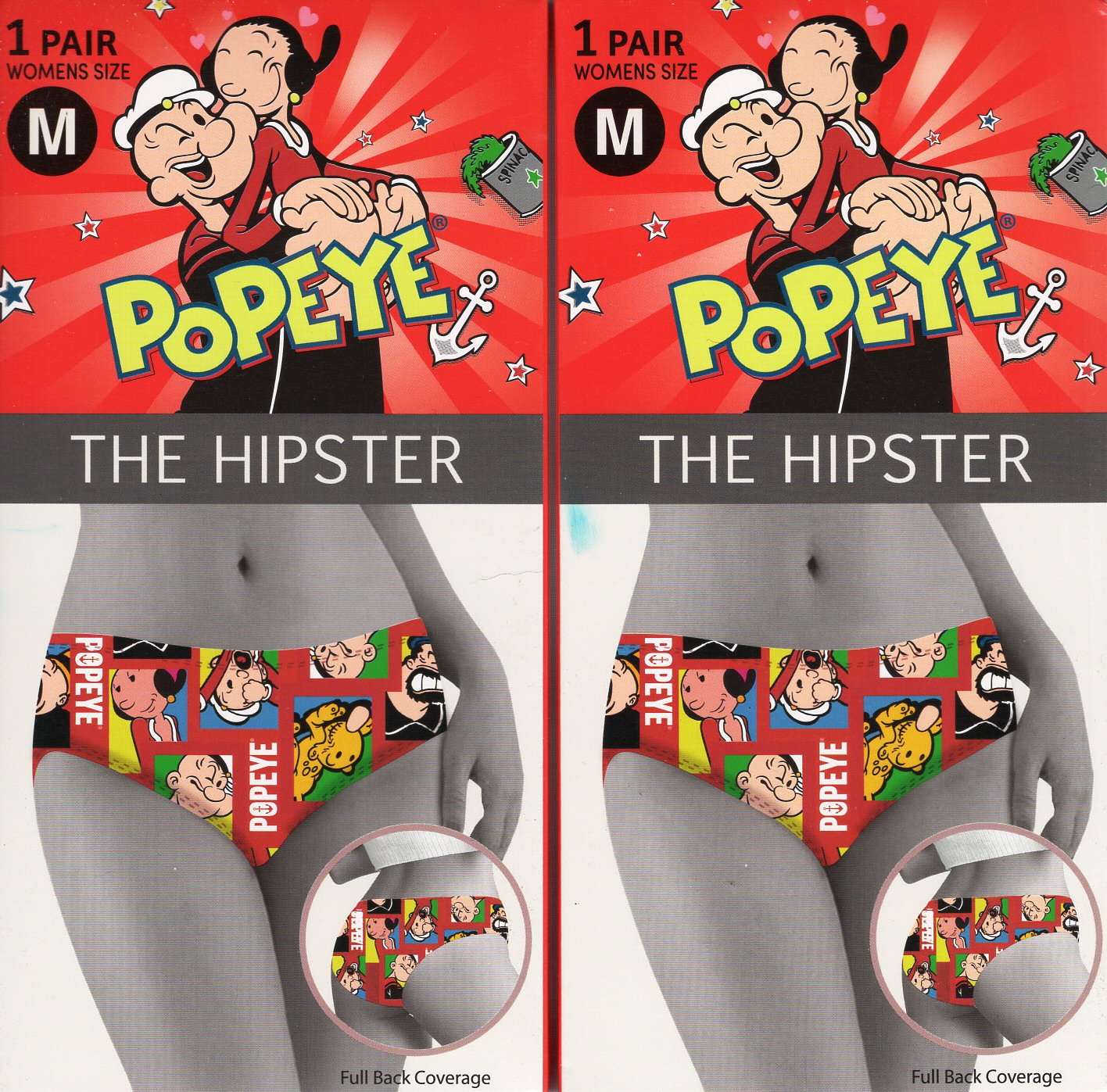 New Women's Popeye Hipster Underwear Size Medium (Set of 2 Packs)