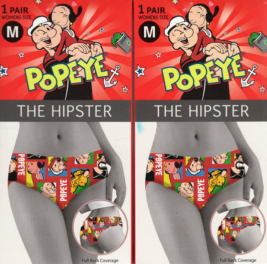 New Women's Popeye Hipster Underwear Size Medium (Set of 2 Packs)