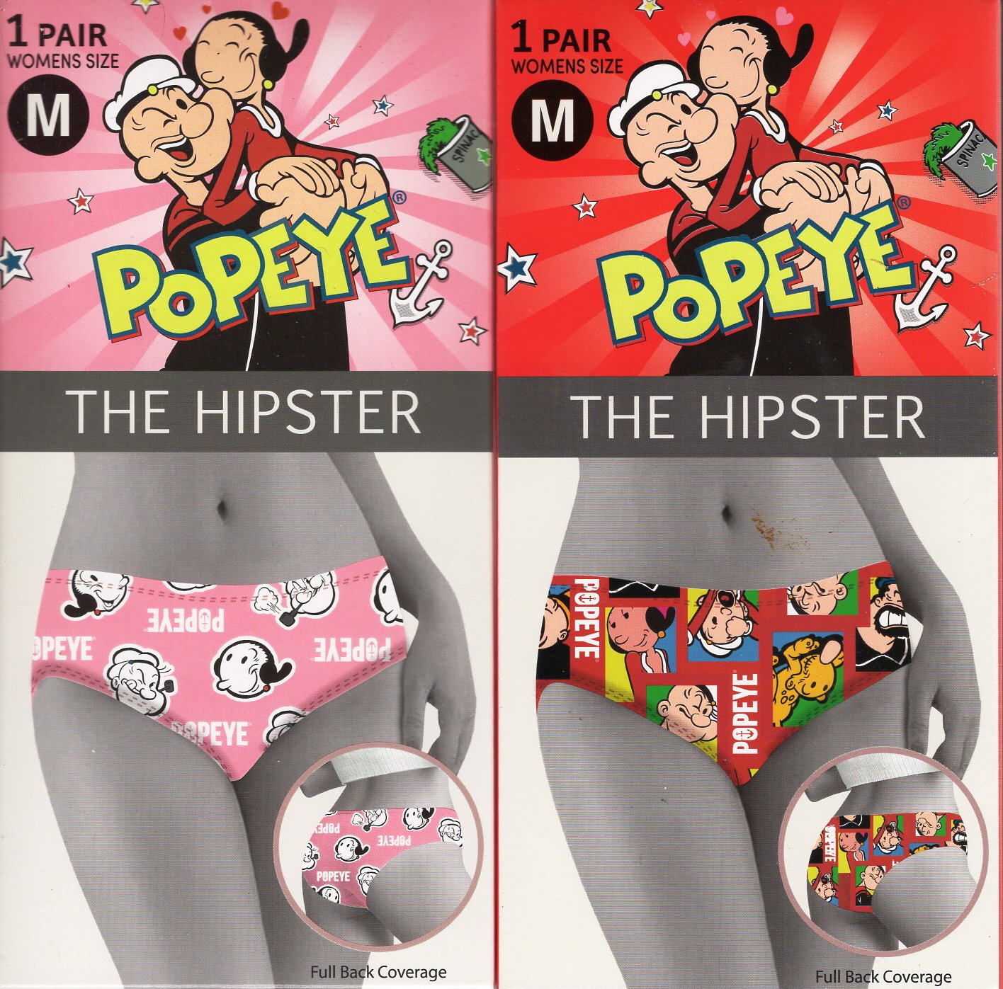 New Women's Popeye Hipster Underwear Size Medium (Set of 2 Packs) v2