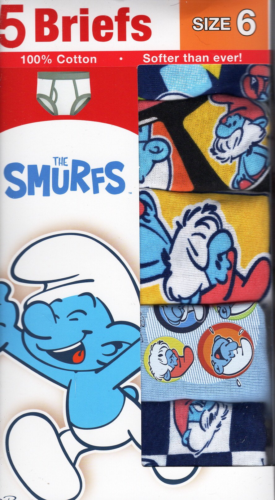 Boys New THE SMURFS 5 Pack 100'/. Cotton Briefs Size 6 (Set of 2 Packs)