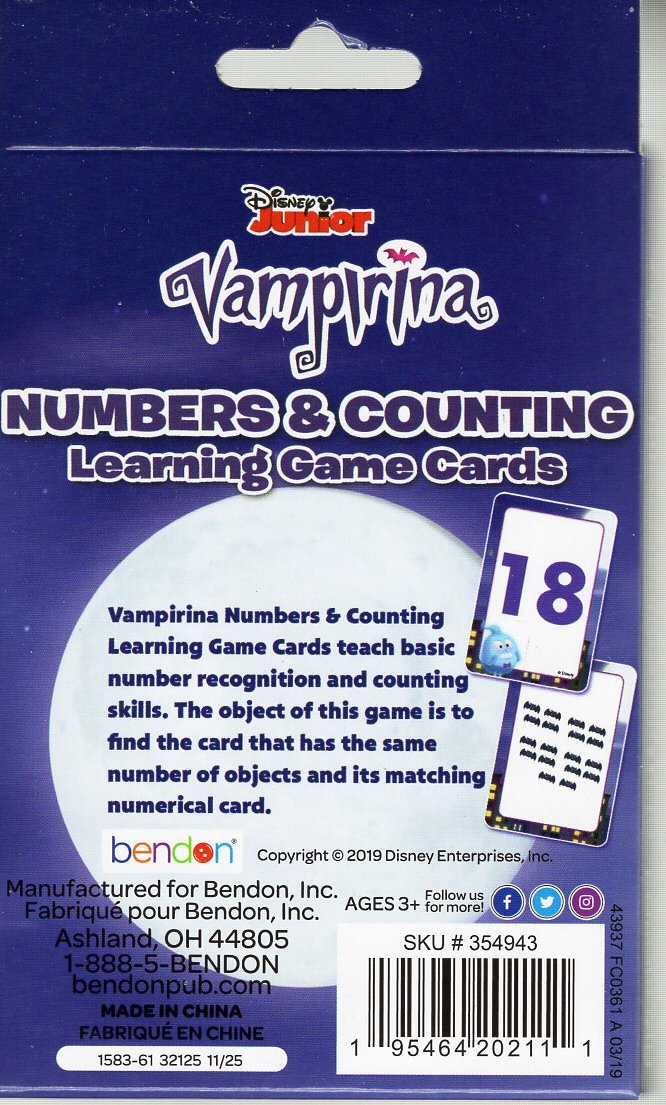 Disney Junior - Vampirina - Number &Counting - Learning Game Cards