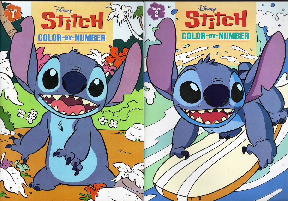 Stitch - Color by Number - Coloring & Activity Books. Vol.1-2 (Set of 2 Books)
