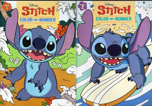 Stitch - Color by Number - Coloring & Activity Books. Vol.1-2 (Set of 2 Books)