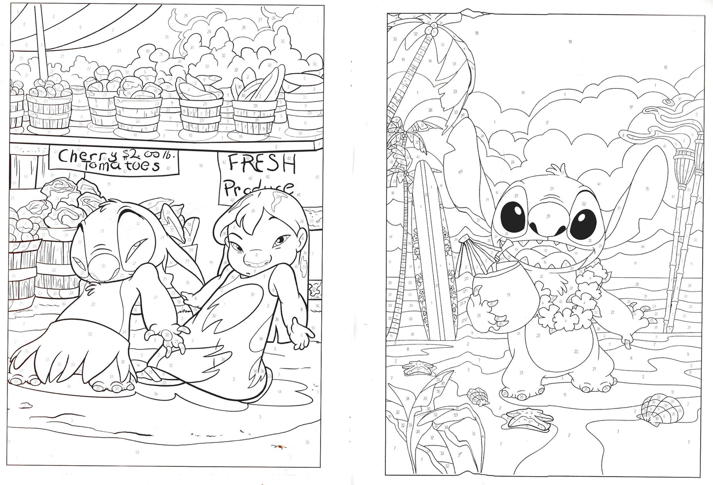 Stitch - Color by Number - Coloring & Activity Books. Vol.1-2 (Set of 2 Books)