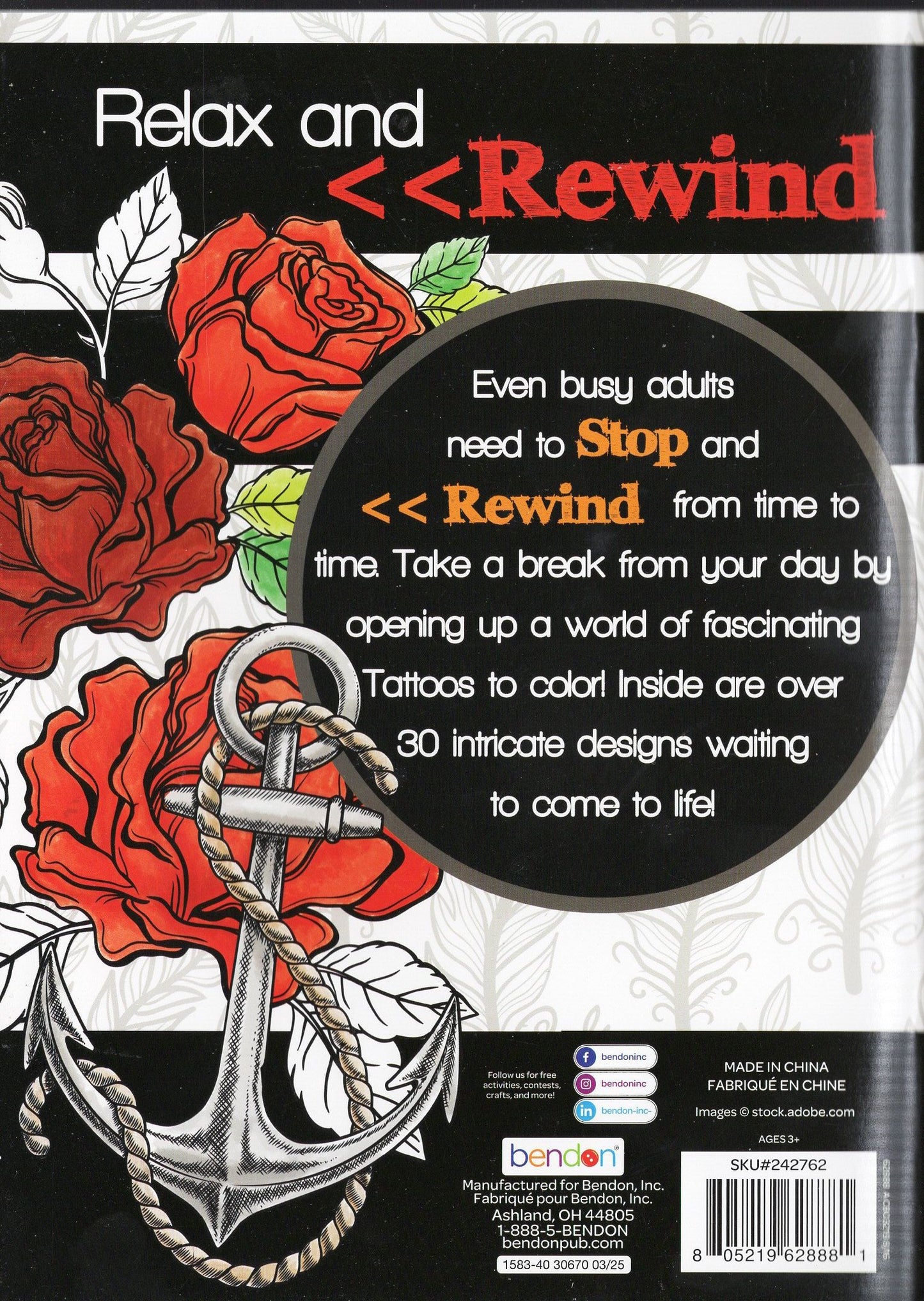 Adult Coloring Tattoos - Relax and Rewind