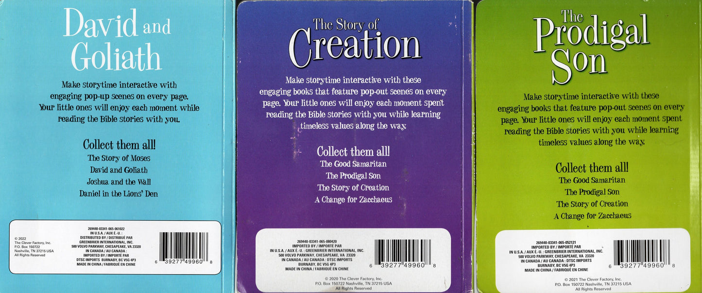 Children Pop-up Bible Story Books (Set of 3 Books)