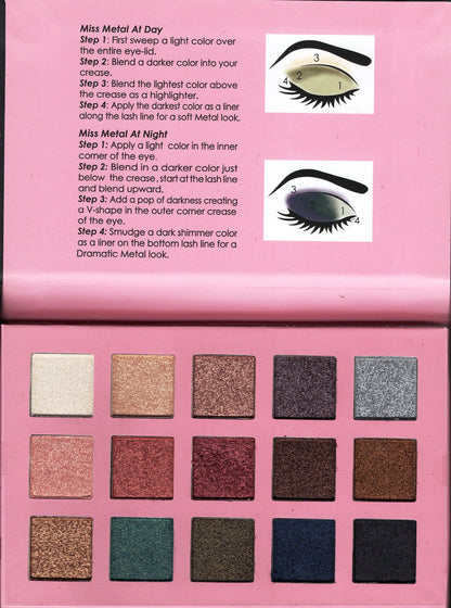 Italia Deluxe MISS METAL 15 Colors Metal Eyeshadow Palette