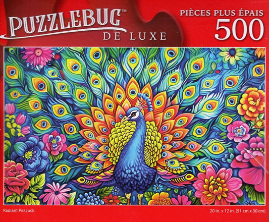 Radiant Peacock - 500 Deluxe Jigsaw Puzzle