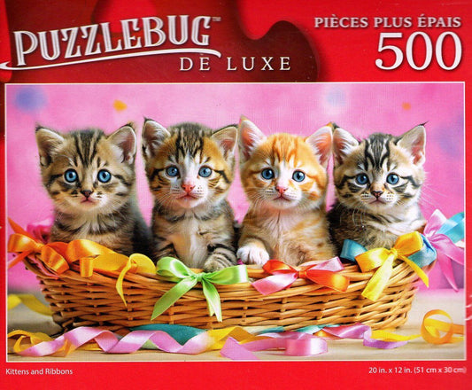 Kitten and Ribbons - 500 Deluxe Jigsaw Puzzle