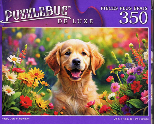 Happy Garden Retriever - 350 Pieces Deluxe Jigsaw Puzzle