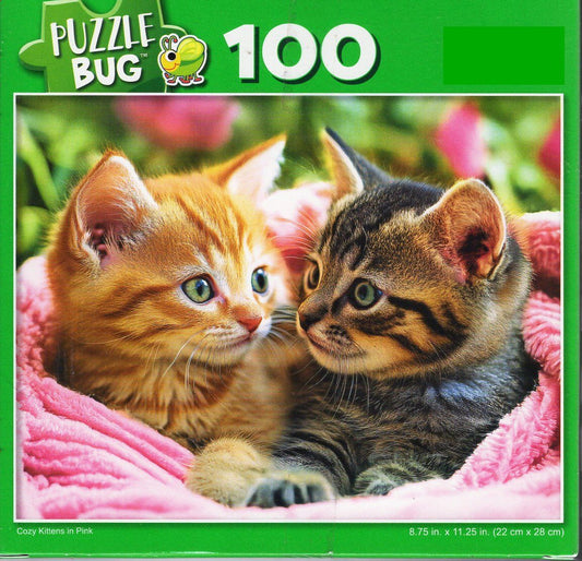 Cozy Kittens in Pink - 100 Piece Jigsaw Puzzle