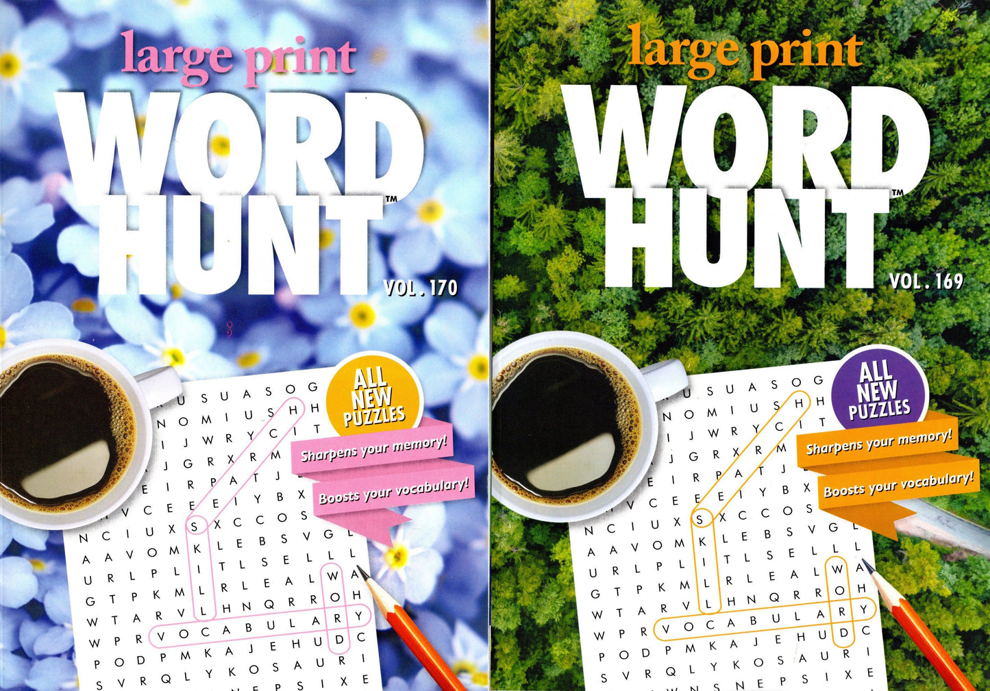 Large Print Word Hunt - All New Puzzles - (Pocket Size) - Vol.169-170