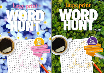 Large Print Word Hunt - All New Puzzles - (Pocket Size) - Vol.169.170.171,172