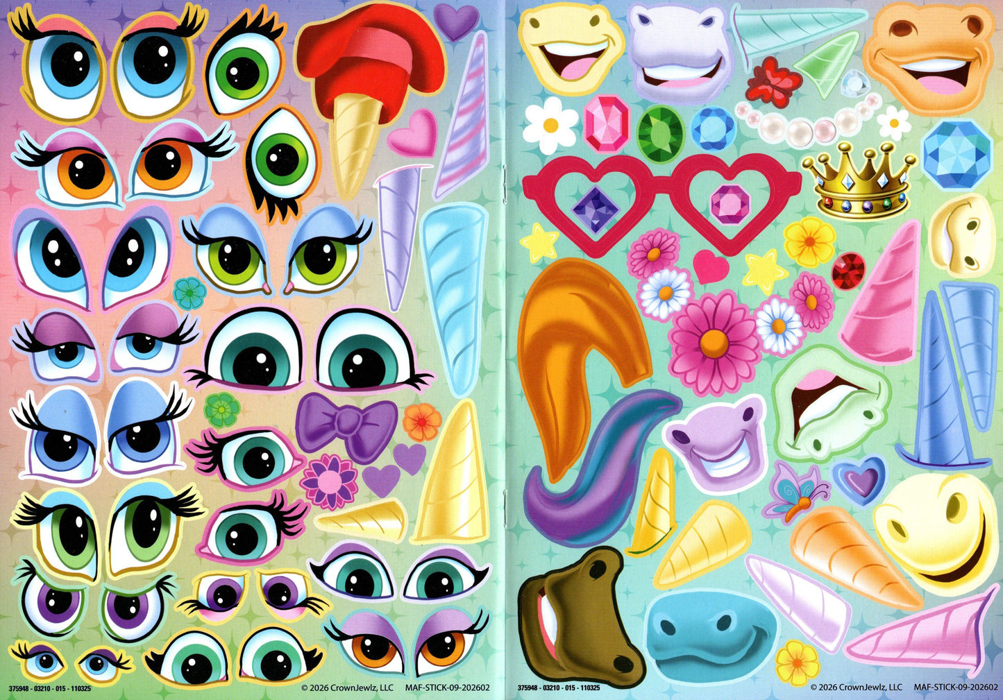 Make-A-Face - Dino Pals & Magical Unicorns - Stickers Includes - Sticker Book